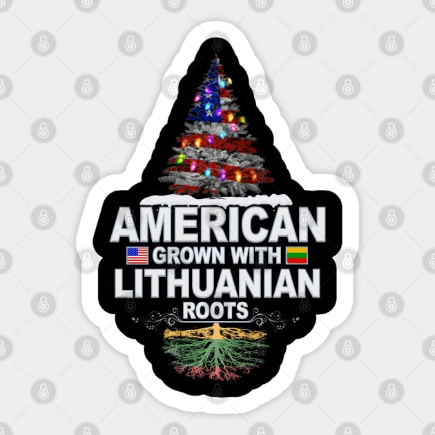 Christmas Tree  American Grown With Lithuanian Roots - Gift for Lithuanian From Lithuania Sticker by Country Flags